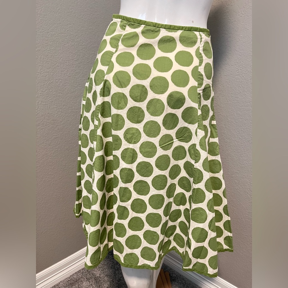BODEN Women’s Green & Cream Polka Dot A- Line Retro Style Midi Skirt Size 8L - Picture 6 of 13